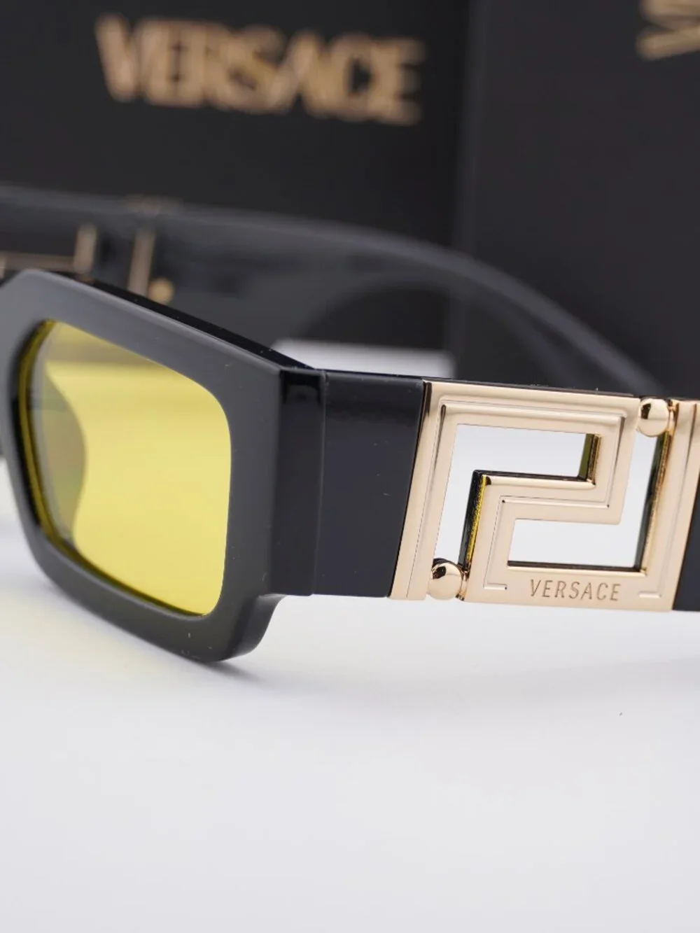 Versace VE4506U GB1/85 Rectangle Sunglasses – Black / Yellow